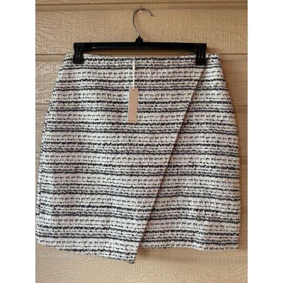 Rebecca Taylor women Tweed Boucle Knit Short Mini Skirt sz Medium Faux Wrap $245 - Picture 1 of 6